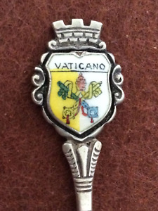 Enamel Vaticano Holy See Two Keys 800 Silver Sterling Is 925 Souvenir Spoon