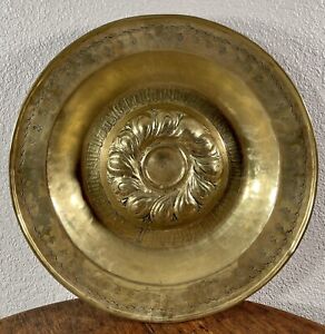 Antique Nuremberg Brass Alms Dish Medieval Charger 16th Century 1500s German 3