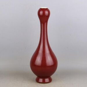 12 Chinese Old Ox Blood Red Glaze Porcelain Bottle Vase Kangxi Mark