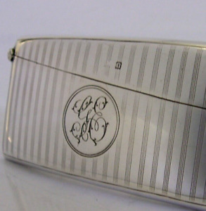 Wonderful Art Deco Solid Silver Curved Card Case 1912 Antique 38g Engraved Ge 