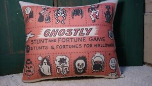 Primitive Vintage Retro Modern 1950 Farm Halloween Ghost Game Fortune Pillow