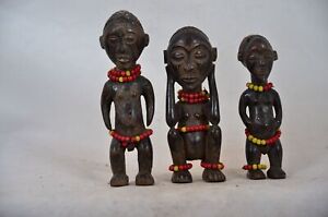 African Art Nice Standing Luba Couple And Male Tabwa Statue From Congo