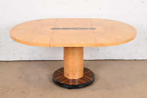 Milo Baughman Style Mid Century Modern Burl Wood And Macassar Ebony Dining Table
