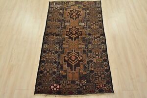Vintage Tribal Oriental 3 4 X 5 8 Blue Wool Traditional Hand Knotted Area Rug