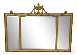 58857ec Ethan Allen Adam Design 3 Panel Gold Over Mantle Mirror