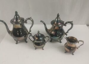 Wallace 1100 Le Reine Silver Plated Coffee Tea Set With Creamer Sugar Bowl