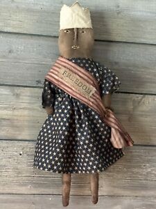 Primitive Folk Art Handmade Americana Patriotic July Fourth Miss Liberty Doll