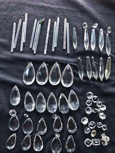 Chandelier Prisms Glass Crystals Parts Repair Swag Art Crafts Lot Of 50 Variety