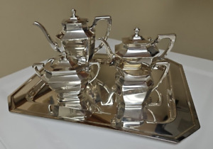 Wallace Antique 4piece Sterling Silver Tea Set Cp Tp Creamer Sugar Pm Italy Tray