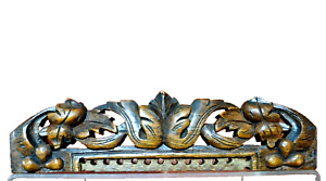 Scroll Leaves Berry Carving Pediment 11 In Antique French Architectural Salvage