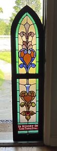 Antique Pre 1900 Tall Stained Glass Church Window Set For Repurpose
