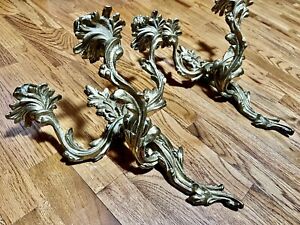 Antique Pair Of Bronze Wall Sconces Louis Xvi Style Candles Outstanding Large