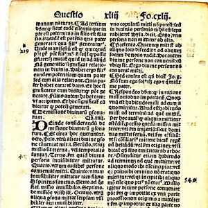 Rare Medieval European 1493 Incunabula Christian Theology Doctrine Book Leaf D