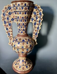 19th Antique Spanish Alhambra Majolica Amphora Vase Moors Persian Pottery Vase