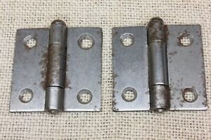 2 Old Cabinet Door Hinges Butts Removable Pin Steel 2 X 2 Vintage Nos Stanley