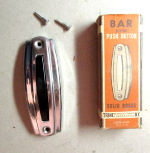 Genuine Trine Usa Chrome Plated Brass Bar Push Button Door Bell 1970s Vintage