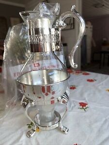 Vintage Fb Rogers Silver Plated And Glass Coffee Tea Carafe Pot With Warmer 