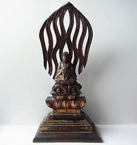 Buddha Amida Nyorai Amitabha Wooden Statue 12 4 Inch 19th C Edo Japanese Antique