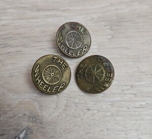 3 Antique The Wheel Buttons Overalls Vintage Workwear