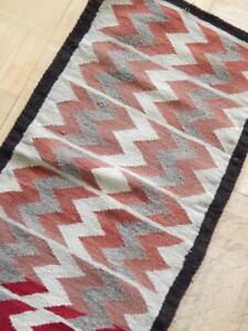 Vintage Navajo Indian Runner Length Rug Nice Design Crystal Area Weaving 