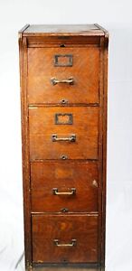 Antique 19th Century Yawman Erbe Mfg New York 4 Drawer Oak Filing Cabinet