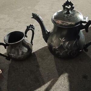 Antique Victorian Eastlake Quadruple Silver Plated Teapot 7 Sugar Clean