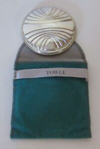 Sterling Silver Towle Mirror Compact 3 With Pouch Name Engraved
