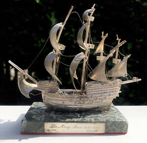 The Mary Rose Solid Sterling Silver Hallmarked Ship Boat Diorama Model