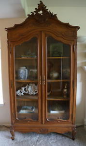Antique French Rococo Armoire Louis Xv Two Door Display Armoire