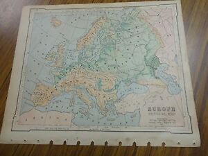 Nice Color Physical Map Of Europe By Terr Printed 1896 By American Book Co 