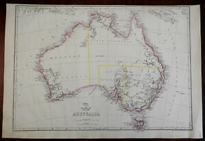 Australia Continent 1857 Weller Weekly Dispatch Large Map Tooley Mapping 1316
