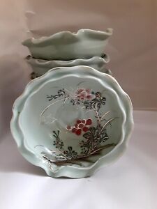 Antique Asian Celadon Glazed Soup Bowl Multicolor 5 1 2 Handmade Lot 7