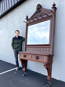 Victorian Walnut Mirror Console Table Made By Daniel Pabst 1880s Aesthetic 