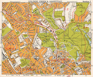 Nw London Golders Green Hampstead Child S Hill Cricklewood Bacon 1968 Map