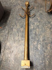Rare Vintage Antique Tall Industrial Barber Shop Brass Coat Tree Stair Mounted