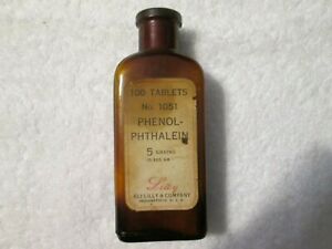 Antique Eli Lilly Co Apothecary Bottle Phenolphthalein Tablets