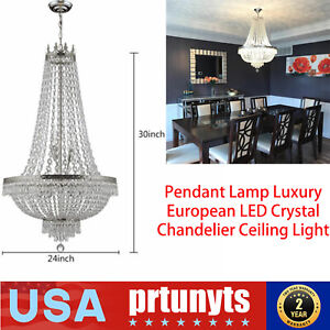 Pendant Lamp Luxury European Led Crystal Chandelier Ceiling Light Fixture 110v