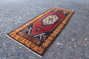 Antique Value Preserved For Many Years Vintage Kilim 4x9 Handmade Wool Carpet