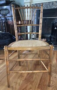 Antique Victorian Ball Stick Cane Seat Chair By Heywood Brothers