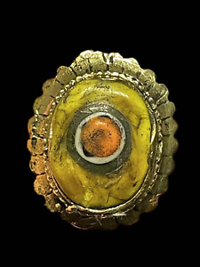 Ancient Phoenician Gold Gilded Seal Ring With Mosaic Stone 1 