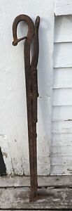 Antique Hay Spear Harpoon Fork Farming Tool Country Barn Decor Marked Cooper 