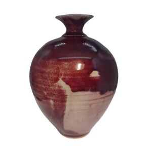 Antique Chinese Pottery Ox Blood Vase Handmade Signed