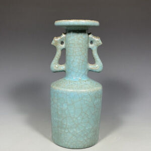 Chinese Ru Kiln Porcelain Handpainted Exquisite Binaural Vases 10843