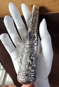 Antique Sterling Silver Handle Repouse Forms Of Vishnu 6 