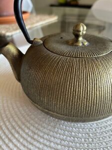 Antique Japanese Teapot Cast Iron With Strainer Signed In Bottom