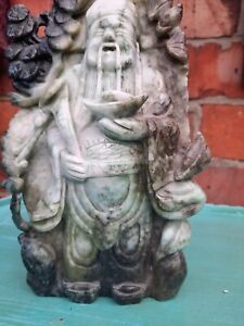 Large Vintage Carved Stone Faux Jade Chinese Figure 22 5 Cm Tall Good Detail
