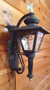 Antique Colonial Eagle Cast Metal Indoor Wall Plug Light Lamp Sconce Mid Century