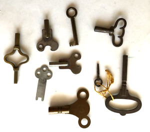 Mix Lot Of 9 Antique Keys Watch Barrel Grandfather Cabinet Keys