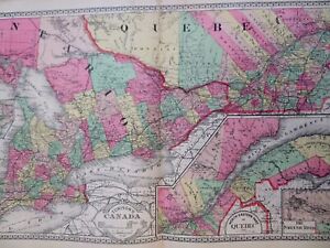 Canada Ontario Quebec Ottawa Toronto Montreal Ontario C 1892 Tunison Map