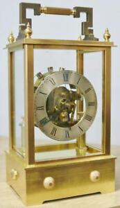 Rare Antique Electro Mechanical Brass 4 Glass Eureka Type Table Carriage Clock